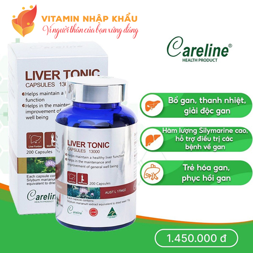 Careline Liver Tonic 200 viên- Viên nang bổ gan, duy trì và cải thiện chức năng gan