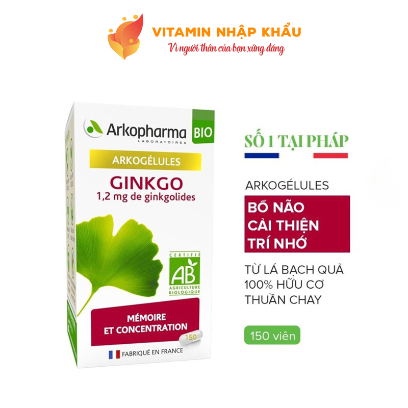 Viên uống bổ não, tăng cường trí nhớ Ginkgo Arkopharma 150v