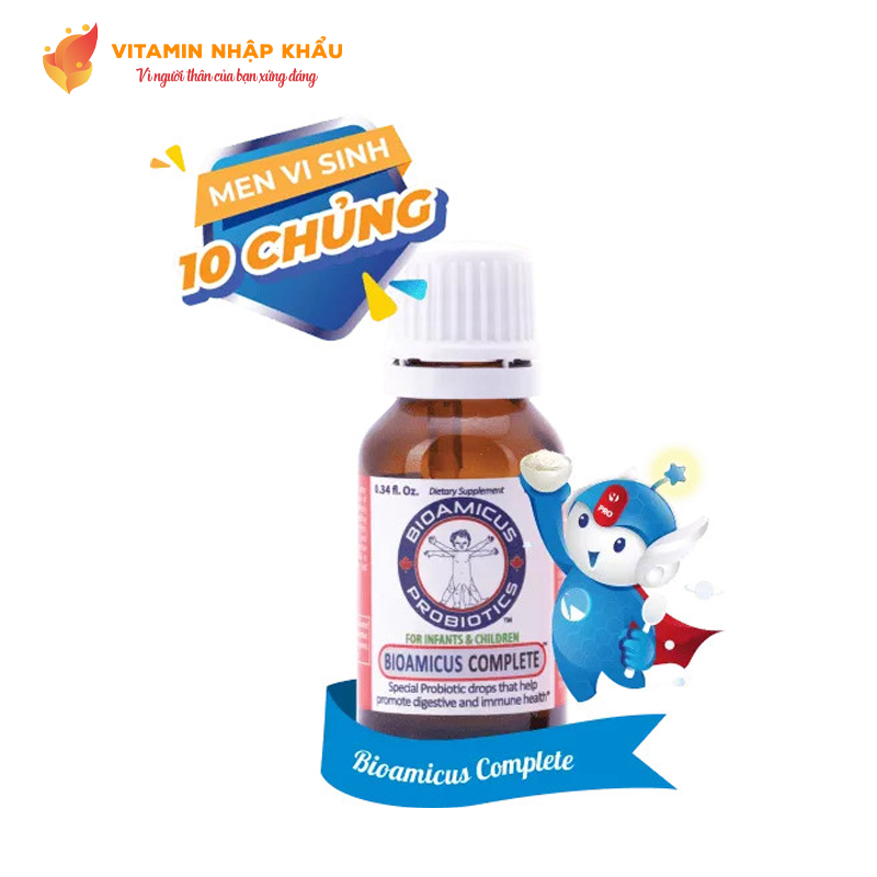 Men vi sinh 10 chủng BioAmicus Complete 10ml – Men 10 chủng đầu tiên, an toàn cho trẻ sơ sinh và trẻ nhỏ
