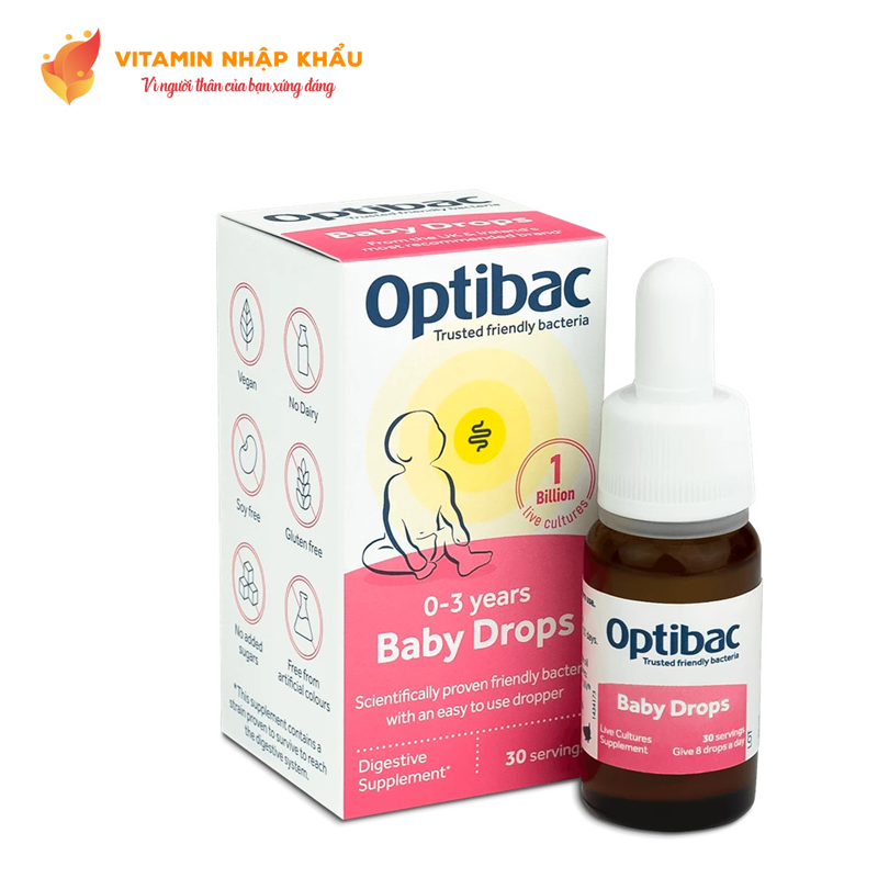 Men vi sinh Optibac Baby Drops bổ sung lợi khuẩn, hỗ trợ tiêu hóa lọ 10ml