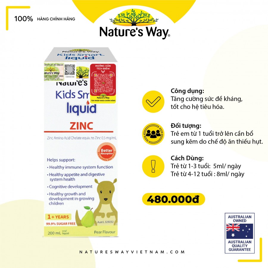 Nature’s Way Kids Smart Liquid ZinC – Bổ sung kẽm cho cơ thể