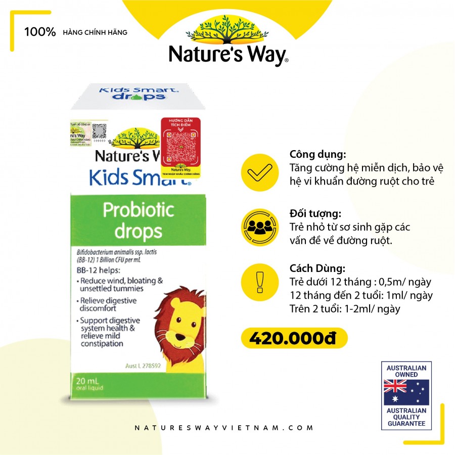Nature’s Way Kids Smart Drops Probiotic – Bổ sung men vi sinh cho bé