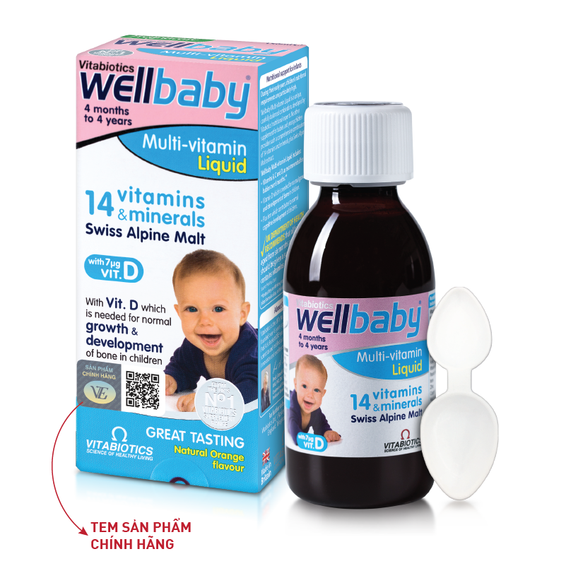 Tăng đề kháng cho bé Vitabiotics Wellbaby Multi-vitamin Liquid (150ml)