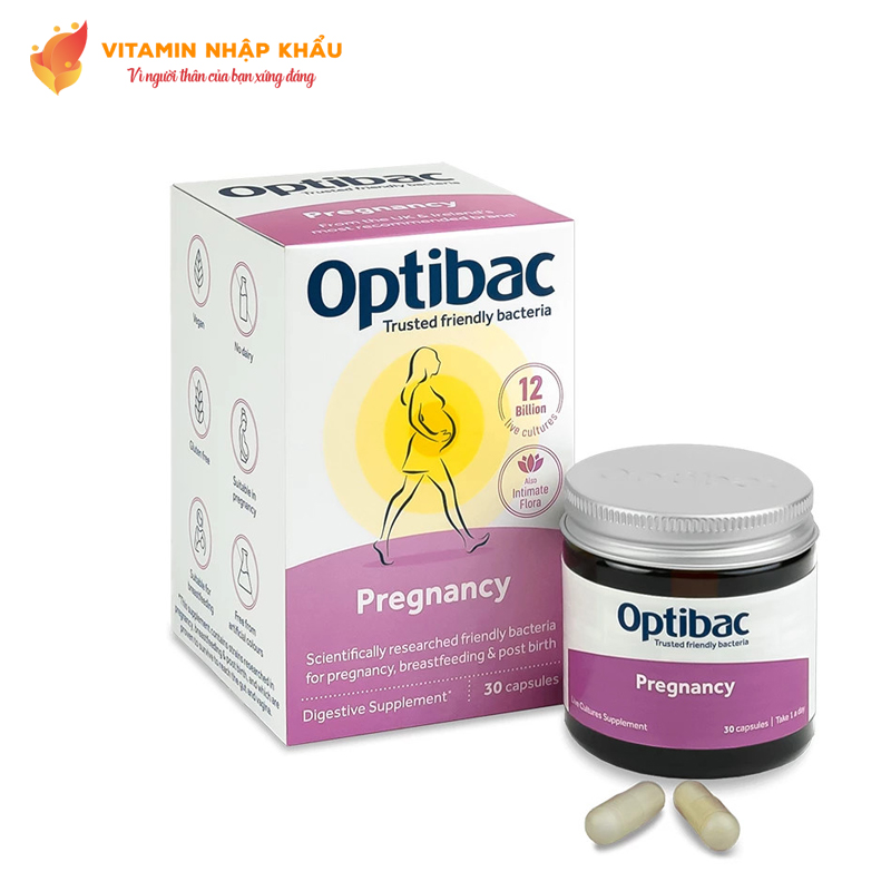 Men vi sinh Optibac Pregnancy bổ sung lợi khuẩn đường ruột hộp 30 viên