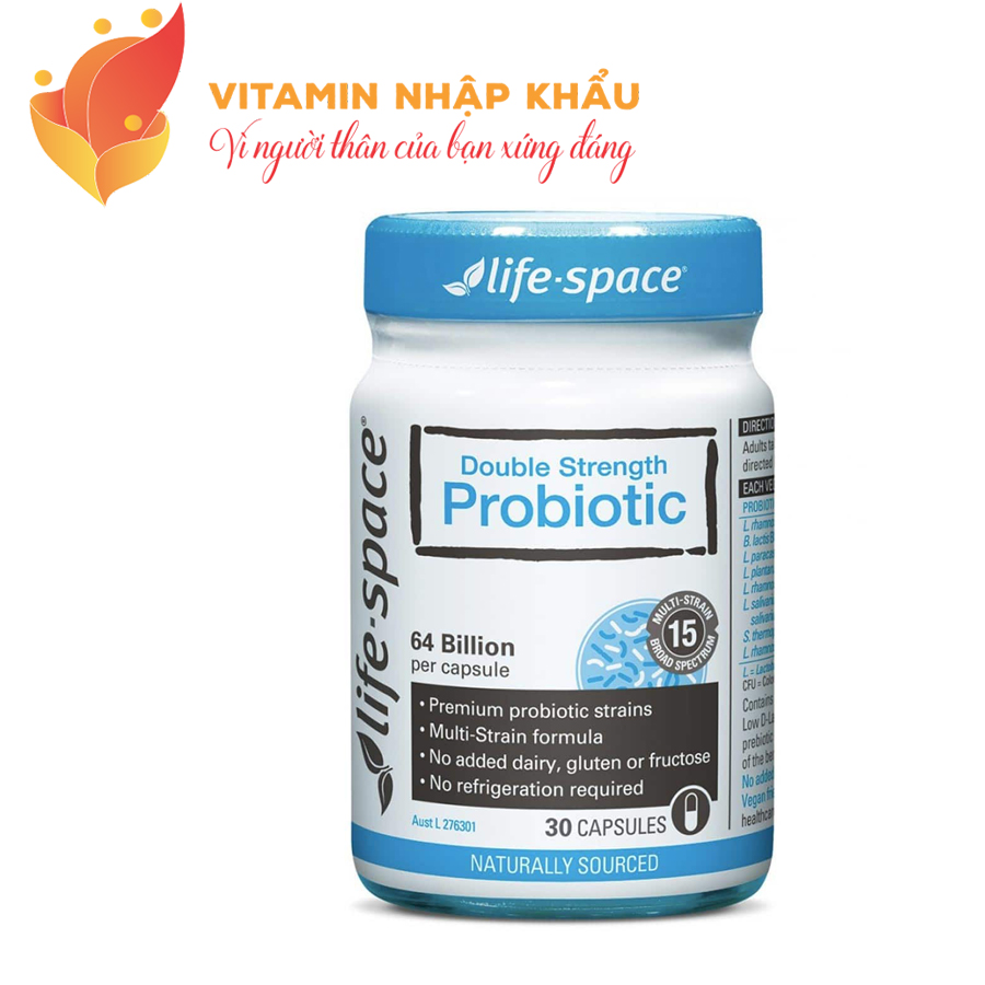 Men vi sinh 64 tỷ CFU Life Space Double Strength Probiotic 30 Capsule