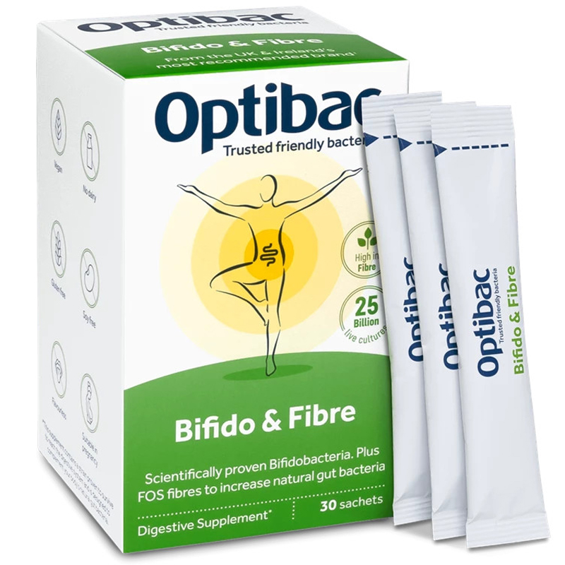 Men vi sinh hỗ trợ giảm táo bón và ruột kích thích IBS Optibac Bifido & Fibre