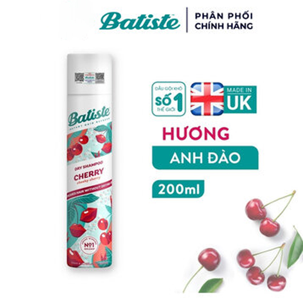 Dầu Gội Khô Batiste Hương Hoa Anh Đào 200ml Dry Shampoo Fruity & Cheeky Cherry