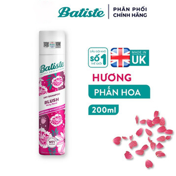 Dầu Gội Khô Batiste Hương Hoa Quyến Rũ 200ml Dry Shampoo Floral & Flirty Blush