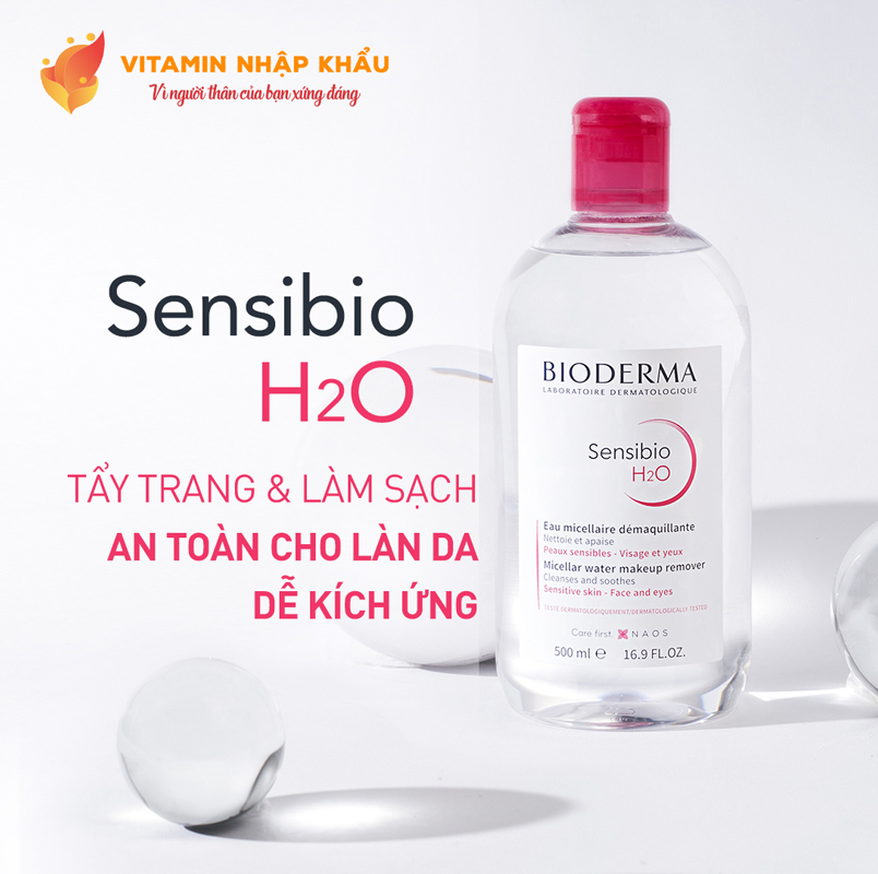 Nước tẩy trang và làm sạch BIODERMA Sensibio H2O dành cho da nhạy cảm (Chai 500ml)