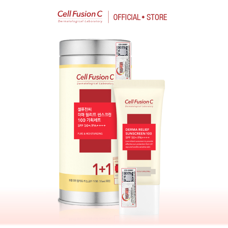 Kem chống nắng an toàn cho mọi loại da DERMA RELIEF SUNSCREEN 100 SPF 50+/PA++++ 35ml +35ml