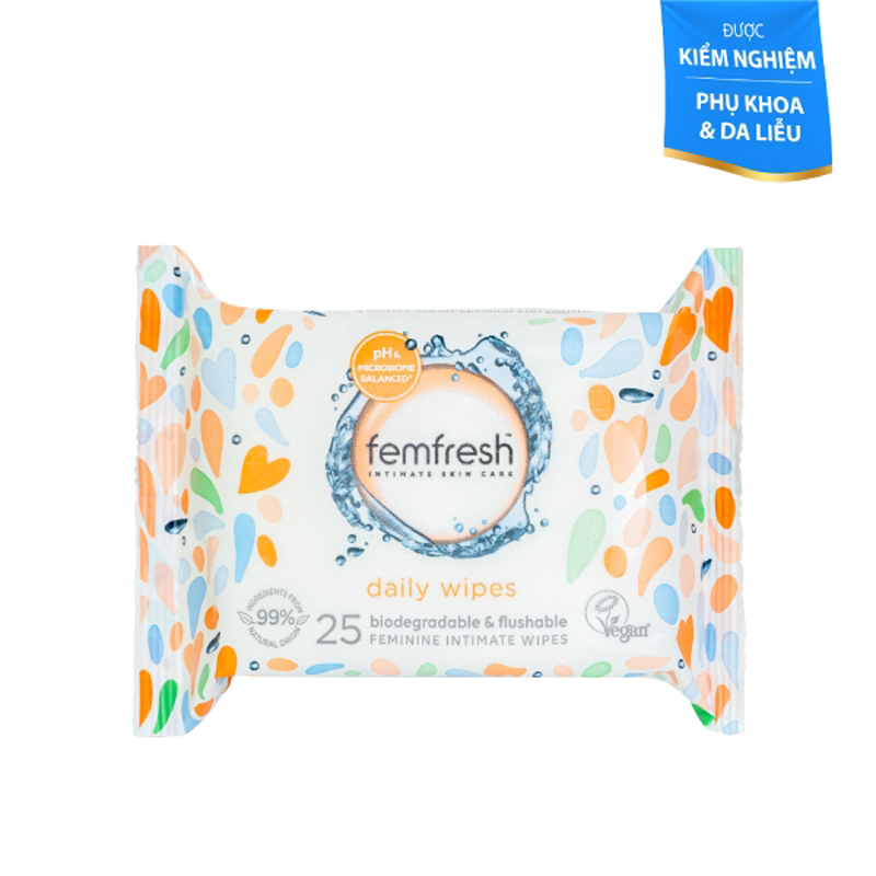 KHĂN ƯỚT VỆ SINH VÙNG KÍN CAO CẤP HÀNG NGÀY FEMFRESH INTIMATE SKINCARE DAILY WIPES 25 TỜ