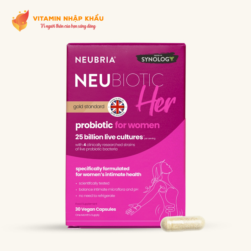 Men Vi Sinh Phụ Khoa Neubria Neubiotic Her - Bổ Sung Lợi Khuẩn, Ngừa Nấm, Tạp Khuẩn, Phòng Bệnh Phụ Khoa