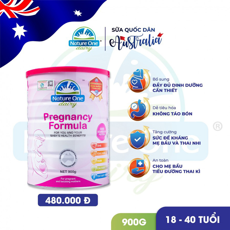 Sữa công thức dành cho phụ nữ mang thai và cho con bú - Nature One Dairy Pregnancy Formula 900g