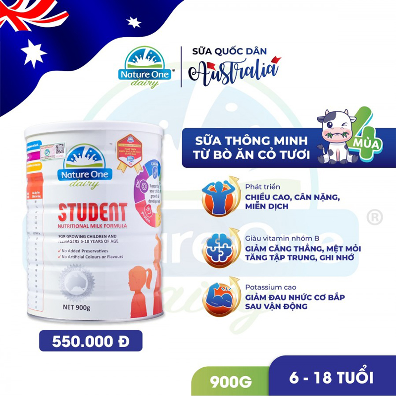 Nature One Dairy Student 900g - Sữa công thức dành cho bé từ 6 - 18 tuổi