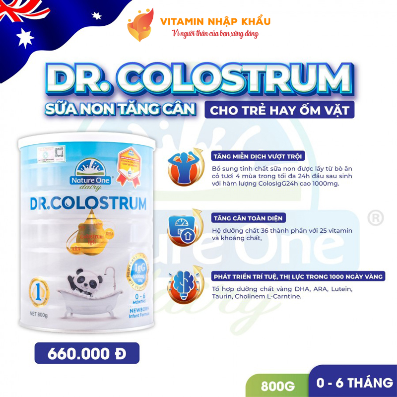 Dr.Colostrum số 1 - Sữa non tăng cân cho trẻ từ 0-6 tháng tuổi hay ốm vặt